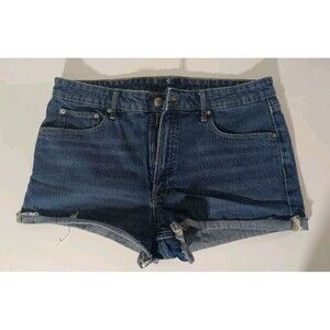 Women's Supper High Rise Short Denim Cut Off  Blue Jeans Zipper Size 12
